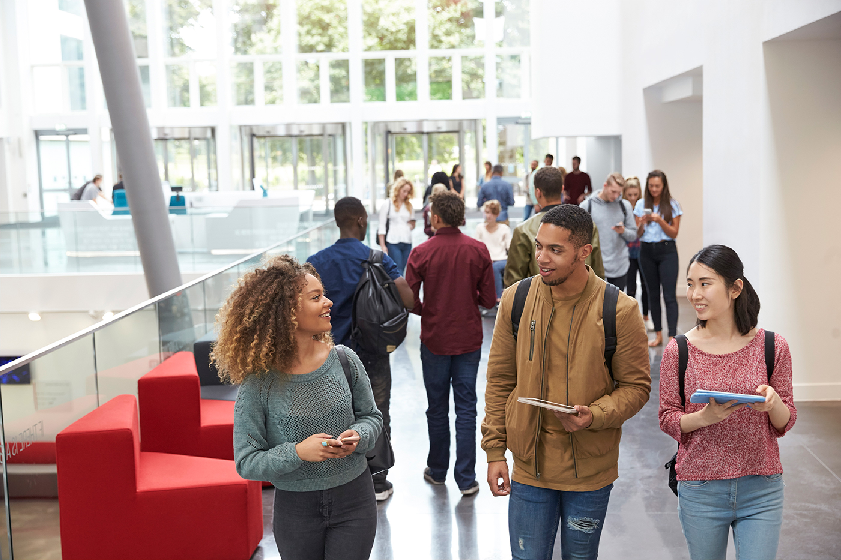EXAMPLE: Students in a hallway