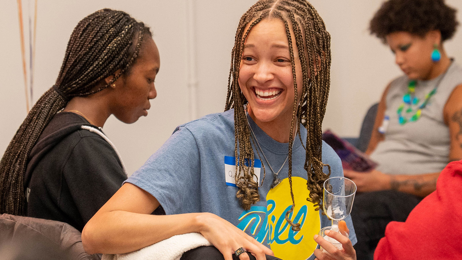 Woman smiling at event